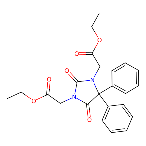 Ethyl 2-[3-(2-ethoxy-2-oxoethyl)-2,5-dioxo-4,4-diphenylimidazolidin-1-yl]acetate structure
