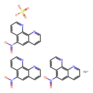 Iron(2+), tris(5-nitro-1,10-phenanthroline-kappaN1,kappaN10)-, sulfate (1:1) structure