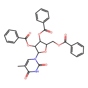 5-METHYL-1-(2'', 3'', 5''-TRI-O-BENZOYL-beta-L-RIBOFURANOSYL)UR structure