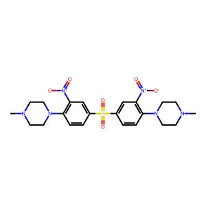 1-methyl-4-[4-[4-(4-methylpiperazin-1-yl)-3-nitrophenyl]sulfonyl-2-nitrophenyl]piperazine structure