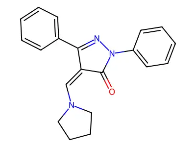 2-Pyrazolin-5-one, 1,3-diphenyl-4-(1-pyrrolidinylmethylene)- structure