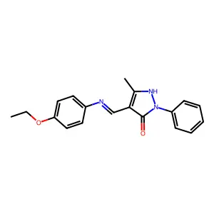 3-Methyl-4-(p-phenetidinomethylene)-1-phenyl-2-pyrazolin-5-one structure
