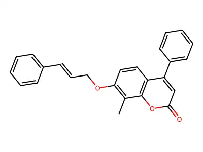 8-Methyl-4-phenyl-7-[(3-phenyl-2-propen-1-yl)oxy]-2H-1-benzopyran-2-one structure