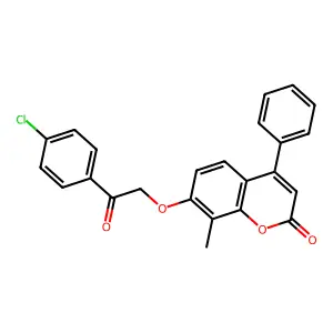 7-[2-(4-chlorophenyl)-2-oxoethoxy]-8-methyl-4-phenyl-2H-chromen-2-one structure
