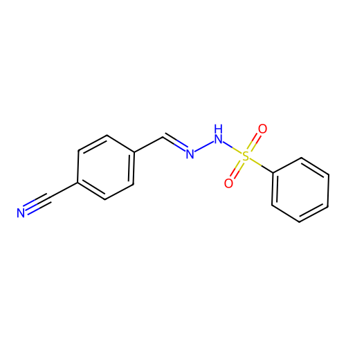 N-[(E)-(4-cyanophenyl)methylideneamino]benzenesulfonamide structure