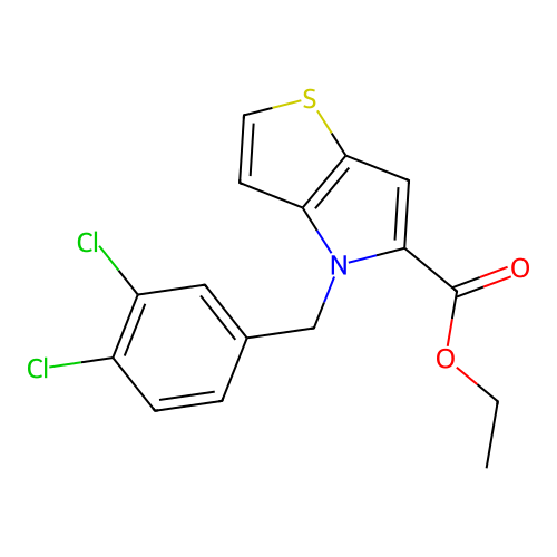 Ethyl 4-(3,4-dichlorobenzyl)thieno[3,2-b]pyrrole-5-carboxylate structure