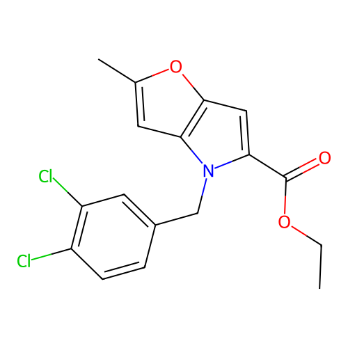 Ethyl 4-[(3,4-dichlorophenyl)methyl]-2-methylfuro[3,2-b]pyrrole-5-carboxylate structure