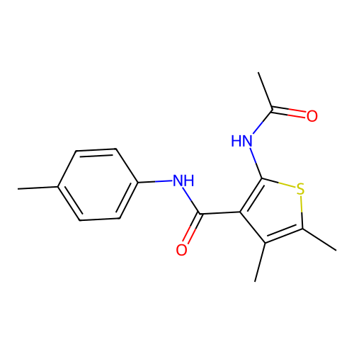 2-Acetylamino-4,5-dimethyl-thiophene-3-carboxylic acid p-tolylamide structure