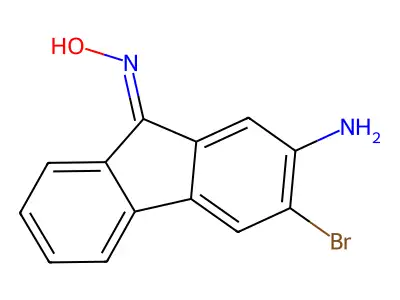 N-(2-amino-3-bromofluoren-9-ylidene)hydroxylamine structure