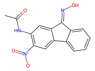 N-[(9E)-9-hydroxyimino-3-nitrofluoren-2-yl]acetamide structure