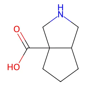 (3AR,6aS)-hexahydrocyclopenta[c]pyrrole-3a(1H)-carboxylic acid structure