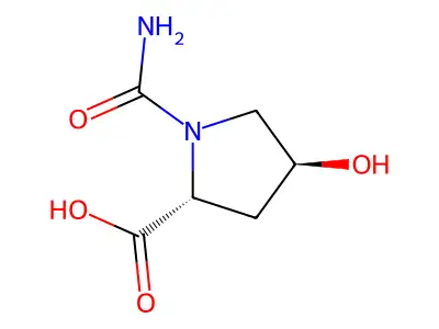 rac-(2R,4S)-1-carbamoyl-4-hydroxypyrrolidine-2-carboxylic acid structure