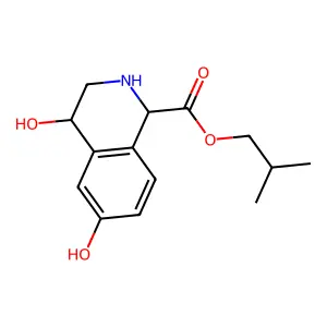 1-Isoquinolinecarboxylic acid, 1,2,3,4-tetrahydro-4,6-dihydroxy-, isobutyl ester structure