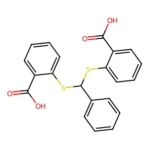 2-[(2-Carboxyphenyl)sulfanyl-phenylmethyl]sulfanylbenzoic acid structure