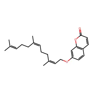 7-[(2E,6Z)-3,7,11-trimethyldodeca-2,6,10-trienoxy]chromen-2-one structure