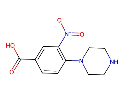 3-Nitro-4-(piperazin-1-yl)benzoic acid structure