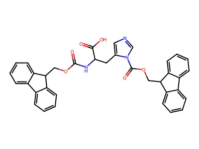 Na,Np-bis(((9H-fluoren-9-yl)methoxy)carbonyl)-DL-histidine structure