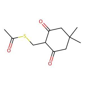 S-[(4,4-dimethyl-2,6-dioxocyclohexyl)methyl] ethanethioate structure