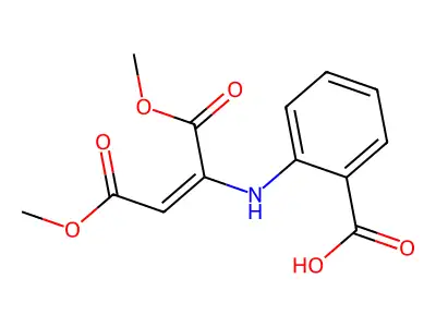 2-[(1,4-Dimethoxy-1,4-dioxobut-2-en-2-yl)amino]benzoic acid structure