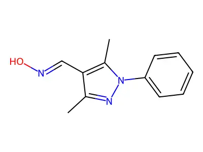 (4Z)-3,5-dimethyl-1-phenyl-pyrazole-4-carbaldehyde oxime structure