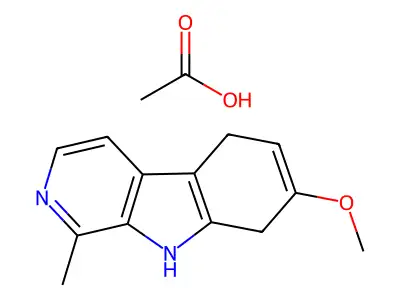 5h-pyrido(3,4-b)indole, 8,9-dihydro-7-methoxy-1-methyl-, acetate (salt) structure