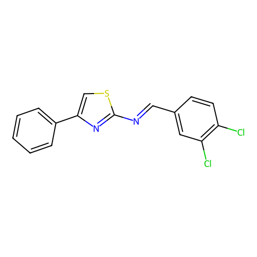 Thiazole, 2-((3,4-dichlorobenzylidene)amino)-4-phenyl- structure