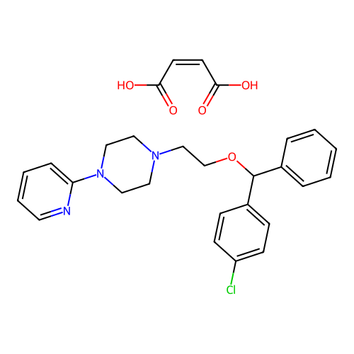 Piperazine, 1-(2-(alpha-(p-chlorophenyl)benzyloxy)ethyl)-4-(2-pyridyl)-, maleate structure