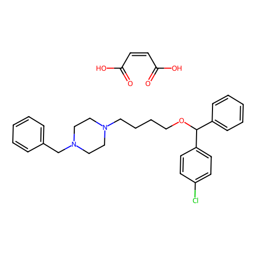 Piperazine, 1-benzyl-4-(4-(alpha-(p-chlorophenyl)benzyloxy)butyl)-, maleate structure