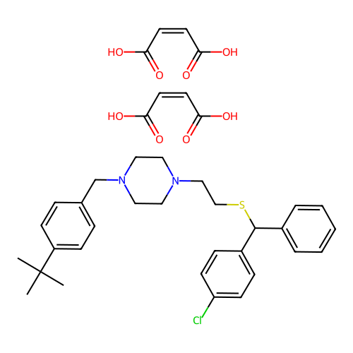 1-(p-tert-Butylbenzyl)-4-(2-(alpha-(p-chlorophenyl)benzylthio)ethyl)piperazine dimaleate structure