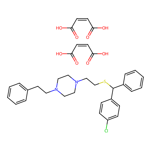 1-(2-(alpha-(p-Chlorophenyl)benzylthio)ethyl)-4-phenethylpiperazine dimaleate structure