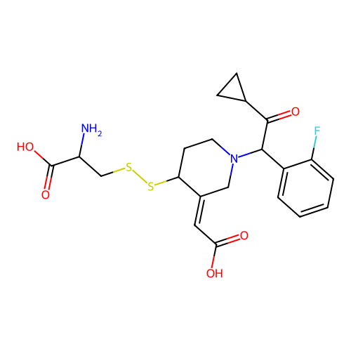 3-[[(3Z)-3-(Carboxymethylene)-1-[2-cyclopropyl-1-(2-fluorophenyl)-2-oxoethyl]-4-piperidinyl]dithio]-L-alanine structure