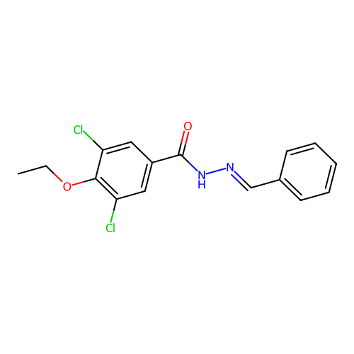 Benzoic acid, 3,5-dichloro-4-ethoxy-, 2-benzylidenehydrazide structure
