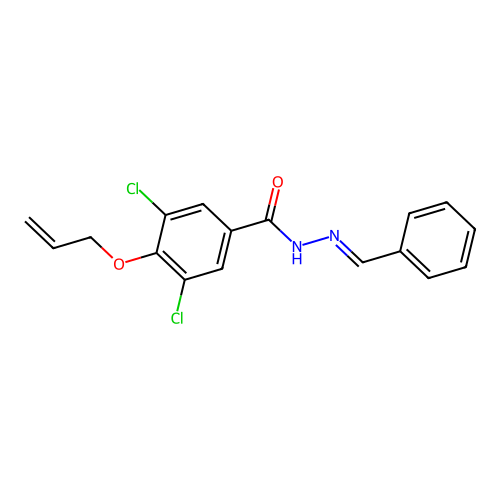 Benzoic acid, 4-(allyloxy)-3,5-dichloro-, 2-benzylidenehydrazide structure