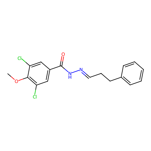 Benzoic acid, 3,5-dichloro-4-methoxy-, 2-(3-phenylpropylidene)hydrazide structure
