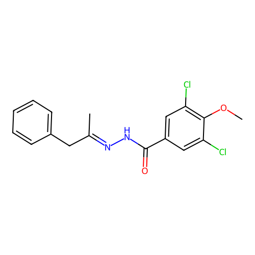 Benzoic acid, 3,5-dichloro-4-methoxy-, 2-(alpha-methylphenethylidene)hydrazide structure