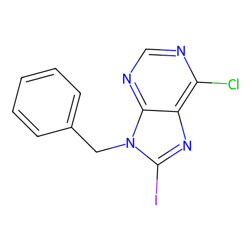 9-benzyl-6-chloro-8-iodo-9H-purine structure