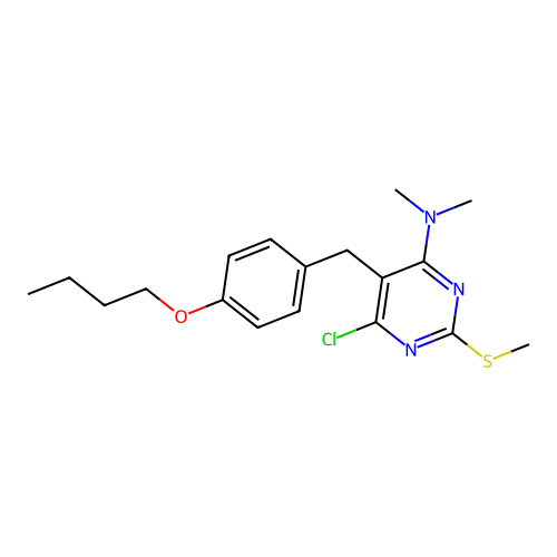 5-(4-butoxybenzyl)-6-chloro-N,N-dimethyl-2-(methylsulfanyl)pyrimidin-4-amine structure