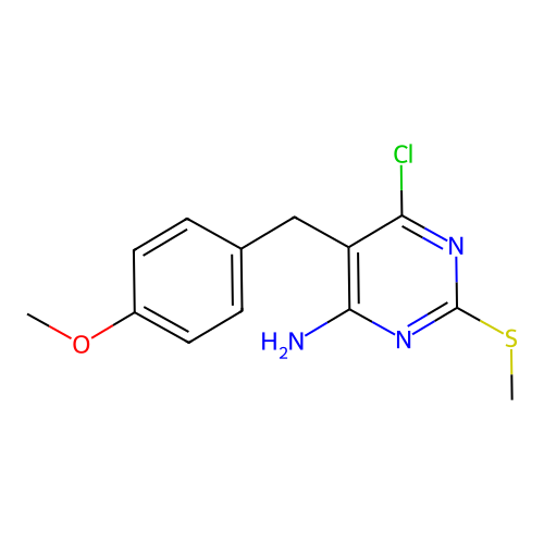 6-Chloro-5-(4-methoxybenzyl)-2-(methylsulfanyl)pyrimidin-4-amine structure