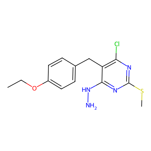 4-Chloro-5-(4-ethoxybenzyl)-6-hydrazinyl-2-(methylsulfanyl)pyrimidine structure