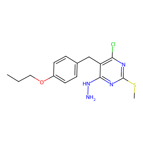 4-Chloro-6-hydrazinyl-2-(methylsulfanyl)-5-(4-propoxybenzyl)pyrimidine structure