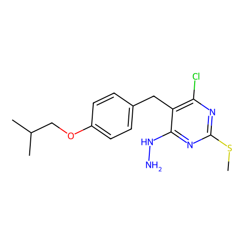 4-Chloro-6-hydrazinyl-5-[4-(2-methylpropoxy)benzyl]-2-(methylsulfanyl)pyrimidine structure
