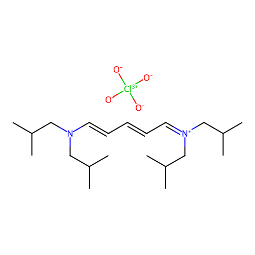 Ammonium, diisobutyl(5-diisobutylamino-2,4-pentadienylidene)-, perchlorate structure