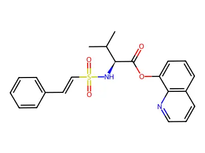 quinolin-8-yl (2S)-3-methyl-2-(2-phenylethenesulfonamido)butanoate structure