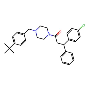 Ketone, 4-(p-tert-butylbenzyl)piperazinyl beta-(p-chlorophenyl)phenethyl structure