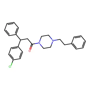 Ketone, beta-(p-chlorophenyl)phenethyl 4-phenethylpiperazinyl structure