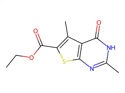Ethyl 1,4-dihydro-2,5-dimethyl-4-oxothieno(2,3-d)pyrimidine-6-carboxylate structure