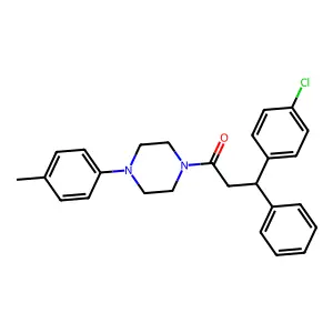 Ketone, beta-(p-chlorophenyl)phenethyl 4-(p-tolyl)piperazinyl structure