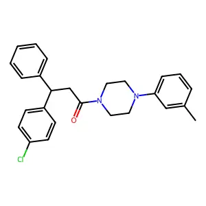Ketone, beta-(p-chlorophenyl)phenethyl 4-(m-tolyl)piperazinyl structure