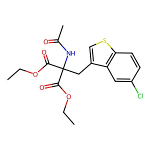 Diethyl 2-acetamido-2-[(5-chloro-1-benzothiophen-3-yl)methyl]propanedioate structure
