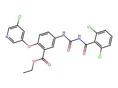 ethyl 2-(5-chloropyridin-3-yl)oxy-5-[(2,6-dichlorobenzoyl)carbamoylamino]benzoate structure